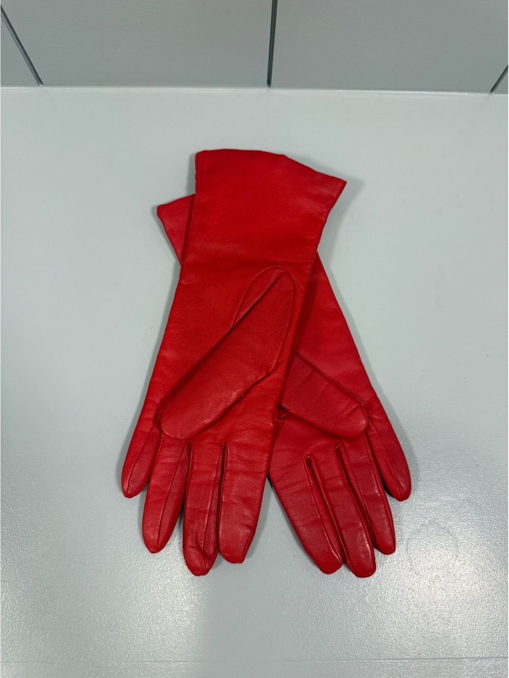 Vintage Red Leather Gloves with Cashmere Lining Size 7 women’s